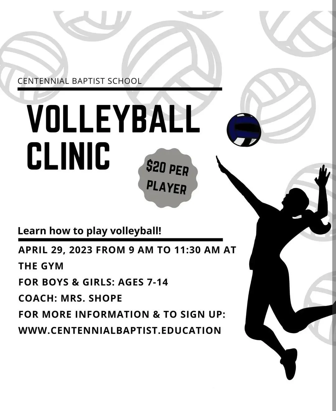 Volleyball Clinic — Centennial Baptist School