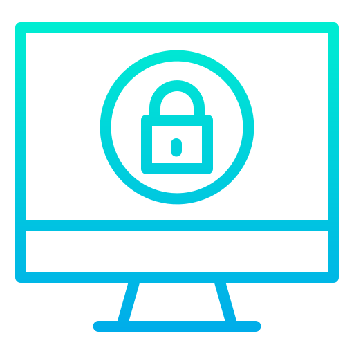 Computer monitor with a lock symbol indicating cybersecurity or data security.