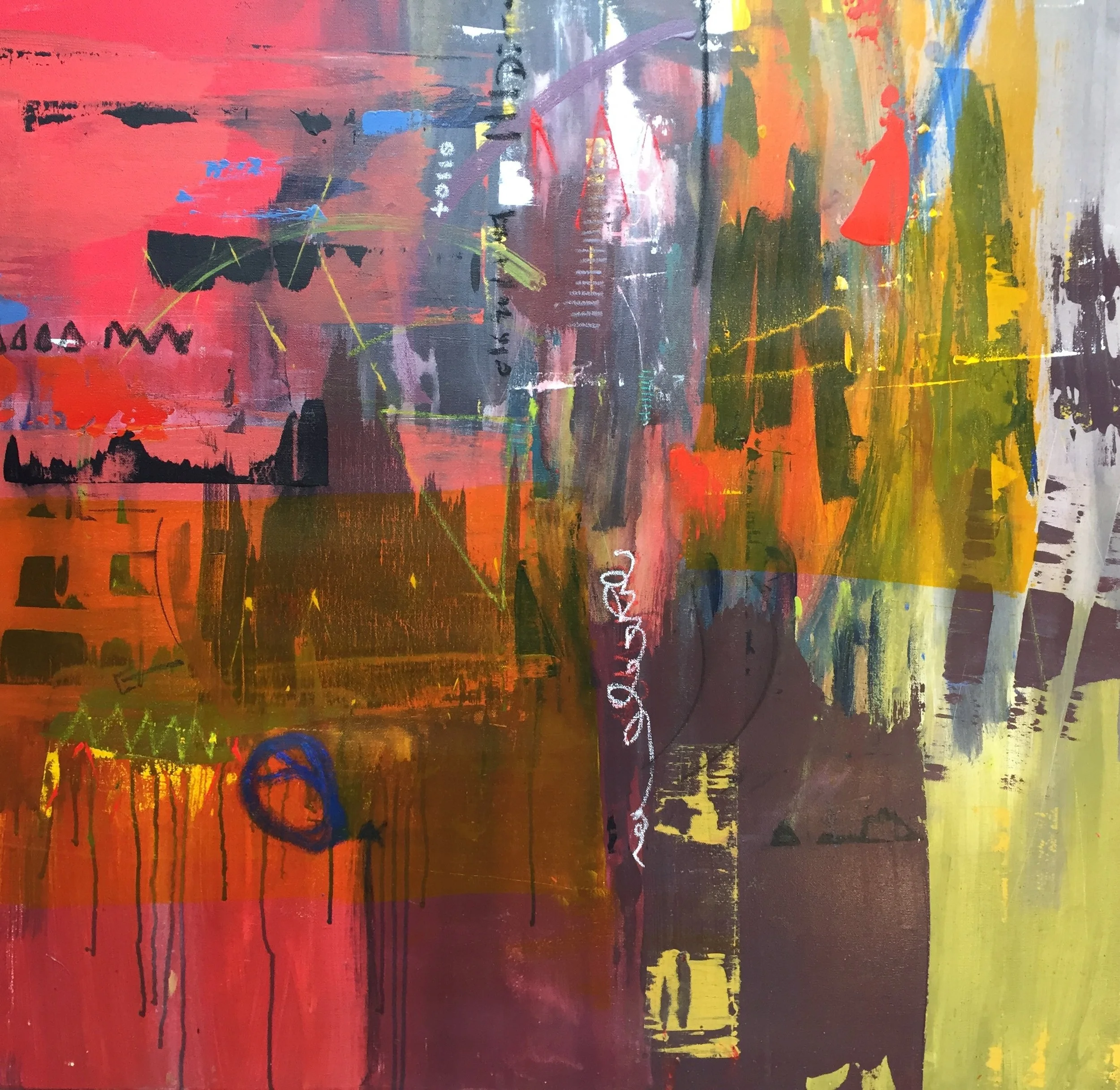 Country code 26x26 acrylic and charcoal on canvas 