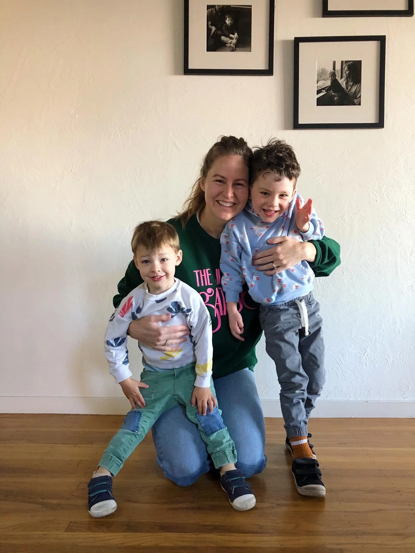 Like two halves of my heart, somehow outside my body, running around (with patched knees) and singing 🩵💙