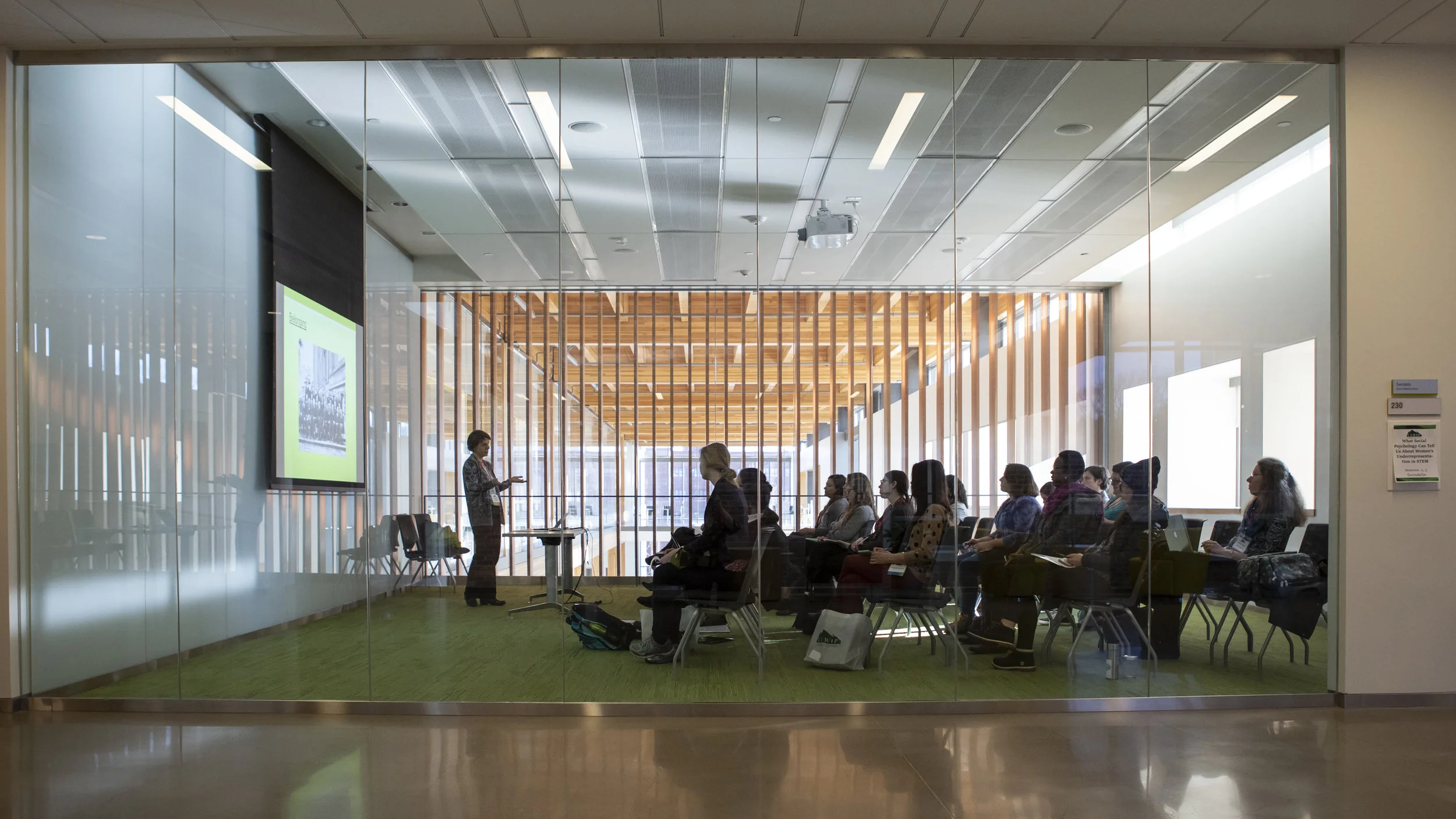 During a presentation on the social psychology of women's underrepresentation in STEM, Dr. Sara Hodges said, "This is the most women in one room talking about science I think I have ever seen." The presentation was part of an Undergraduate Women in Physics Conference held at the University of Oregon in January 2018.