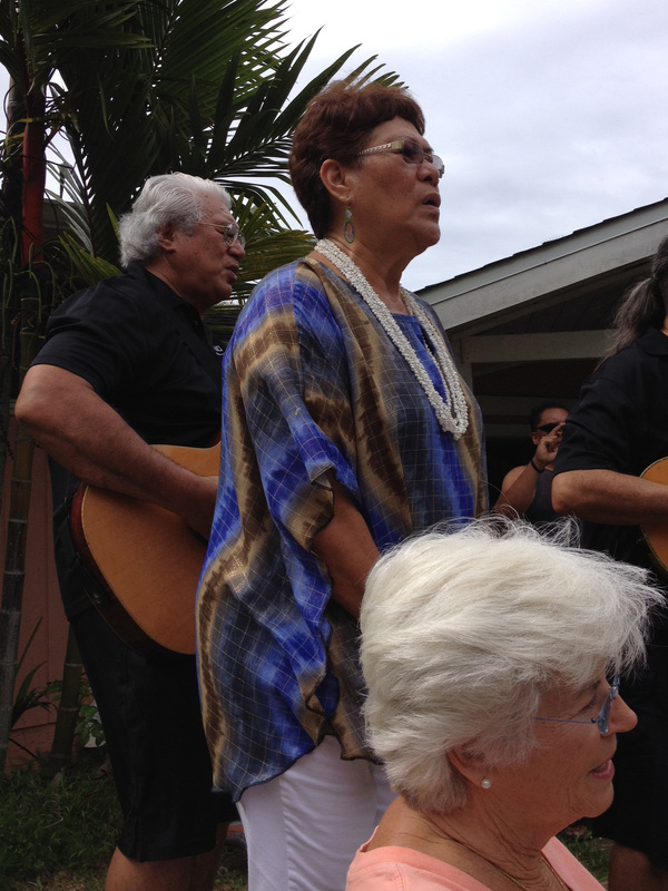 Traditional welcome – Dr. Tusi, Dr. Fran Park, Kalani Souza Hawaii July 2014.