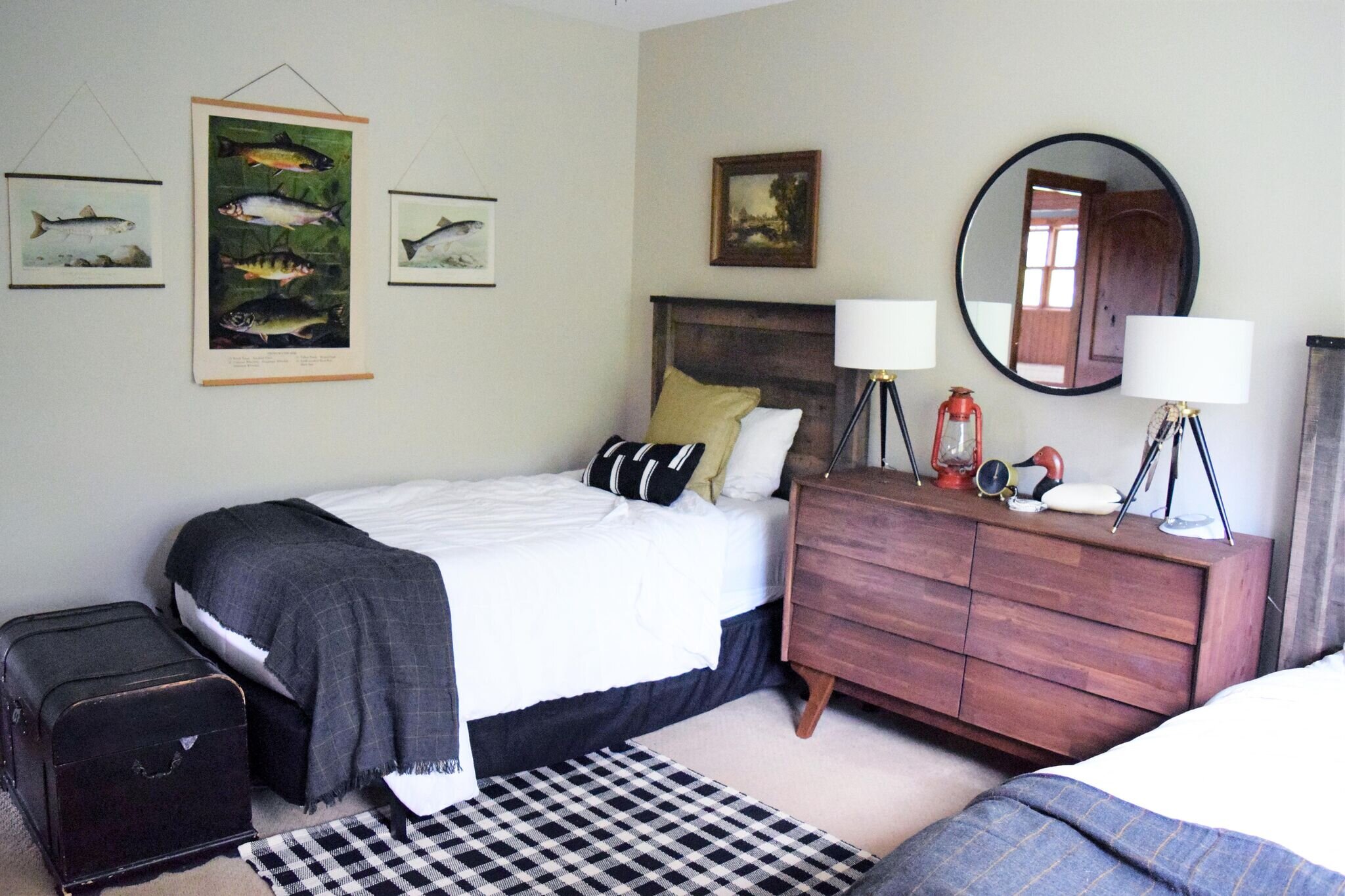 Kate Rossing Design - Rustic Boys Bedroom - Bed and Nightstand
