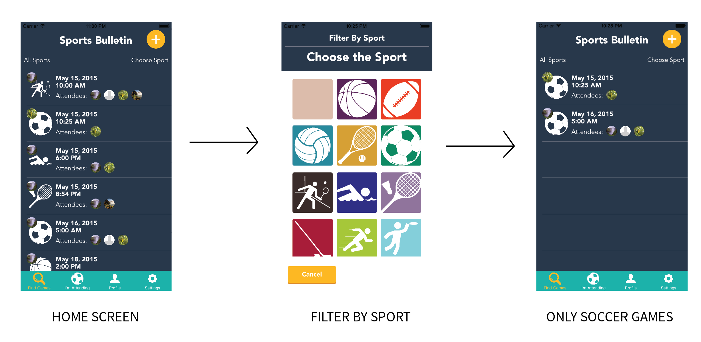 Filtering by Sport