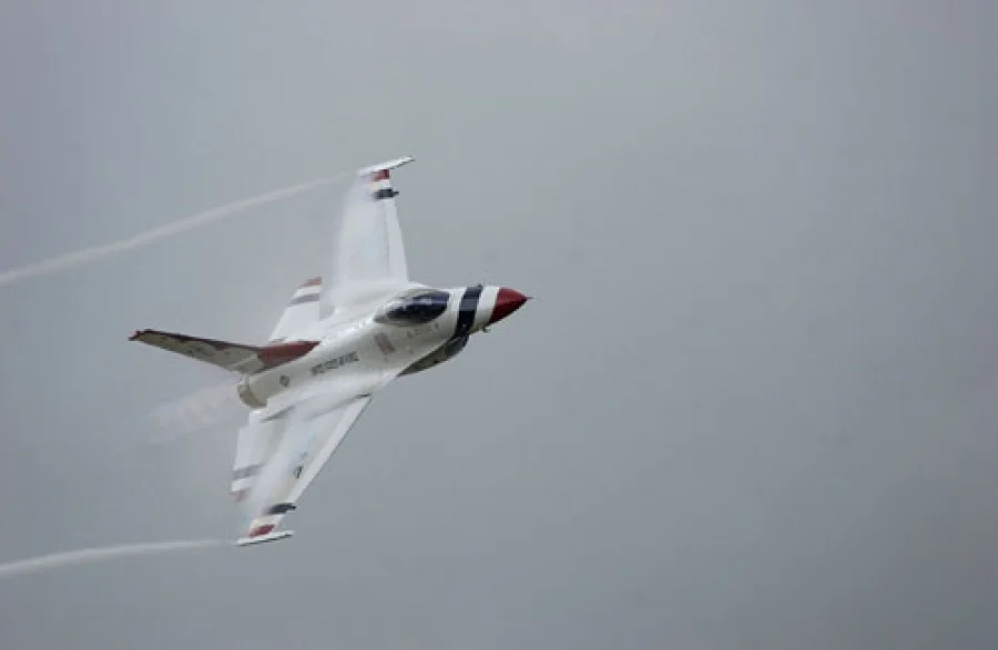 Brigadier General Todd D. Canterbury, then Major, performs at an airshow. Photo courtesy of the U.S. Air Force Demonstration Squadron Public Affairs Office