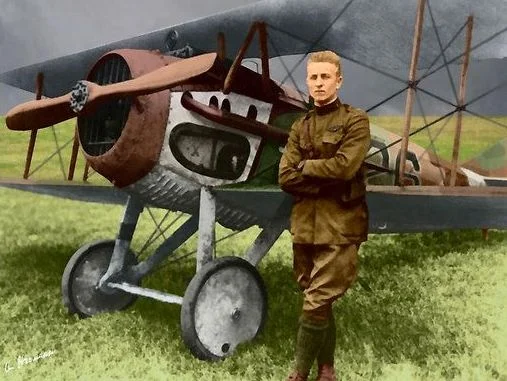 2nd Lt. Frank Luke, Jr. with his SPAD S.XIII on September 19, 1918.