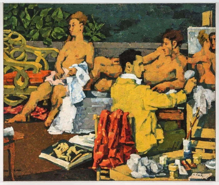 Studio with Lovers , 1965-66, oil on linen, 50x60 inches