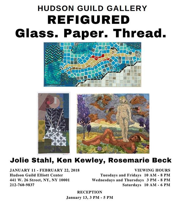 A selection of Beck&rsquo;s embroideries will be on view as part of &ldquo;Refigured: Glass, Paper, Thread&rdquo; at The Hudson Guild Gallery / January 11-February 22, 2018 / Reception on Saturday, January 13 3-5pm. 441 w. 26th Street, NY, NY, 10001.