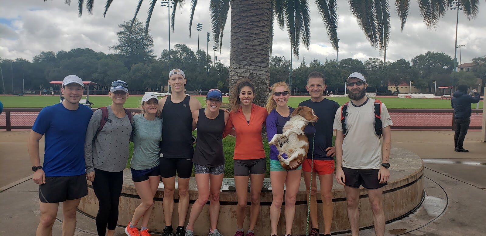 The whole crew at Stanford, where we finished! With a guest appearance from Endy!