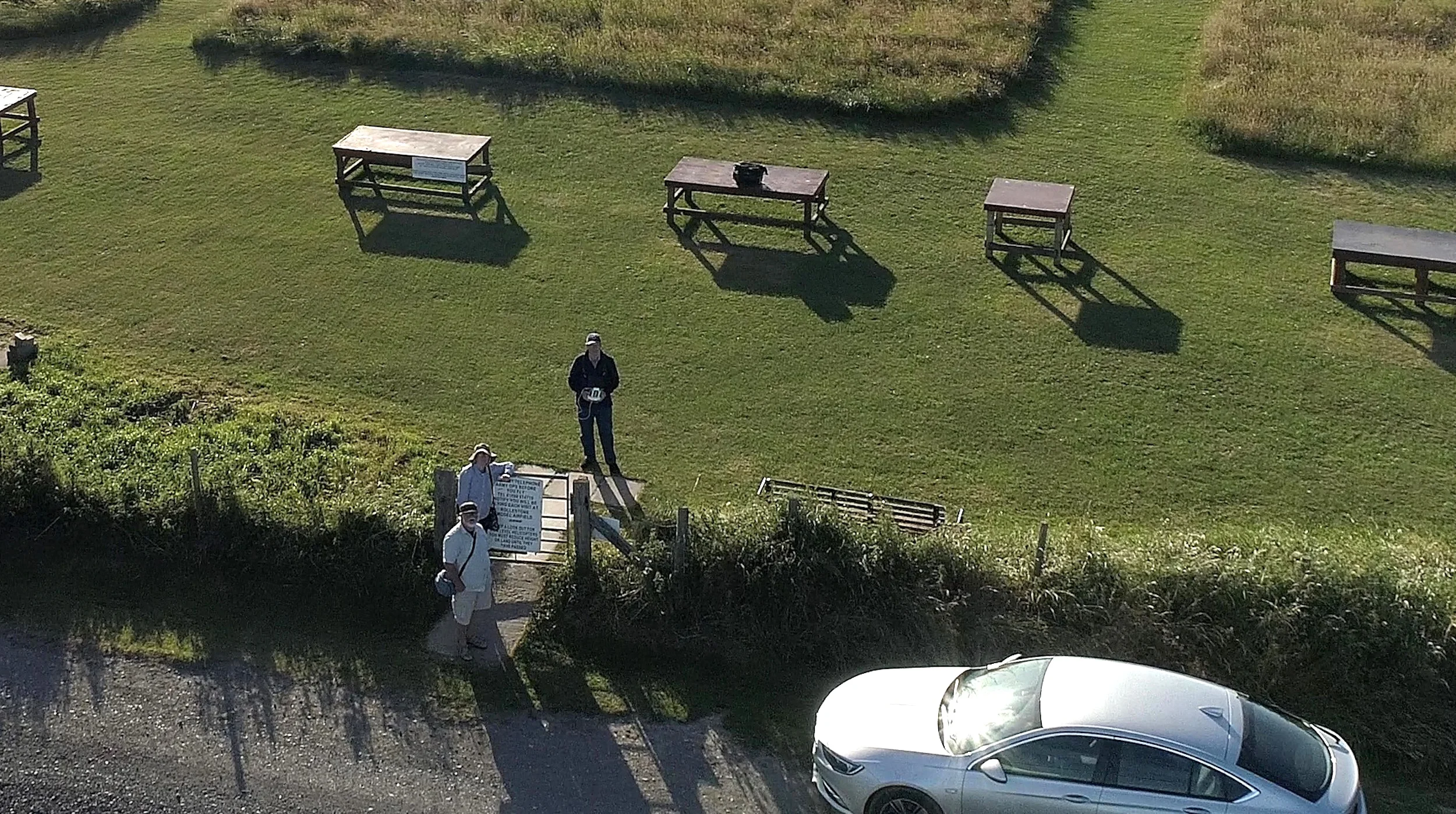 Mission accomplished! Watching the drone fly home with myself, Alex McDonald and Paul Deeman. Photo with thanks to Paul Deeman's drone.