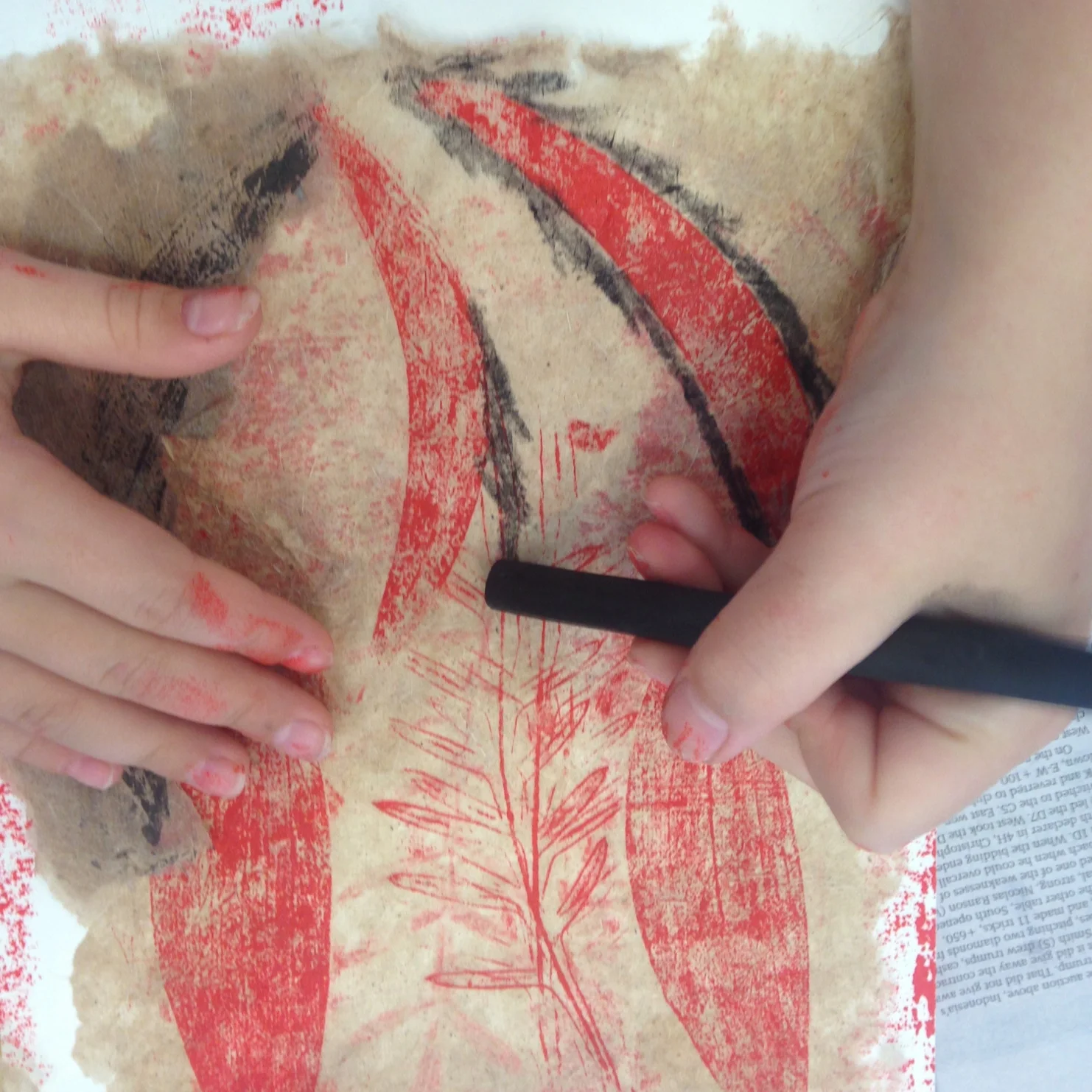 Children’s mono print workshop, Scenic Rim, QLD 2017