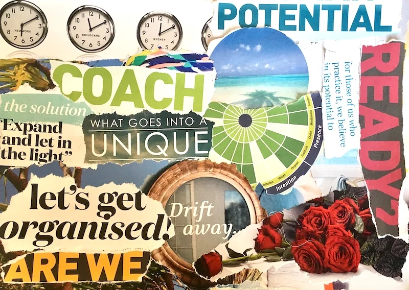 This is the complete vision board I created -not my preoccupation with the clocks. Time was ticking!!