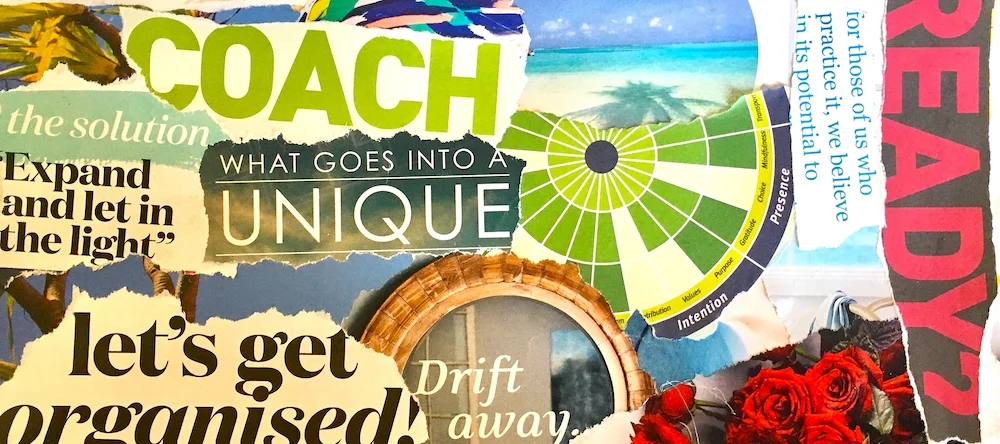 Vision Board (detail) - you can see I was preoccupied yesterday learning about how to be a good coach
