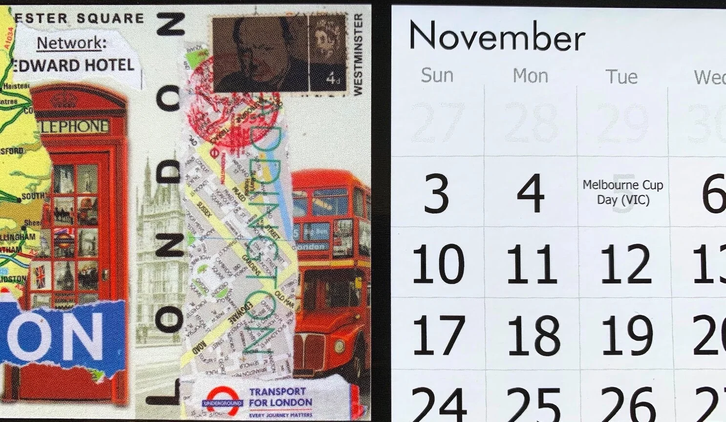November 2019 calendar -flip top version