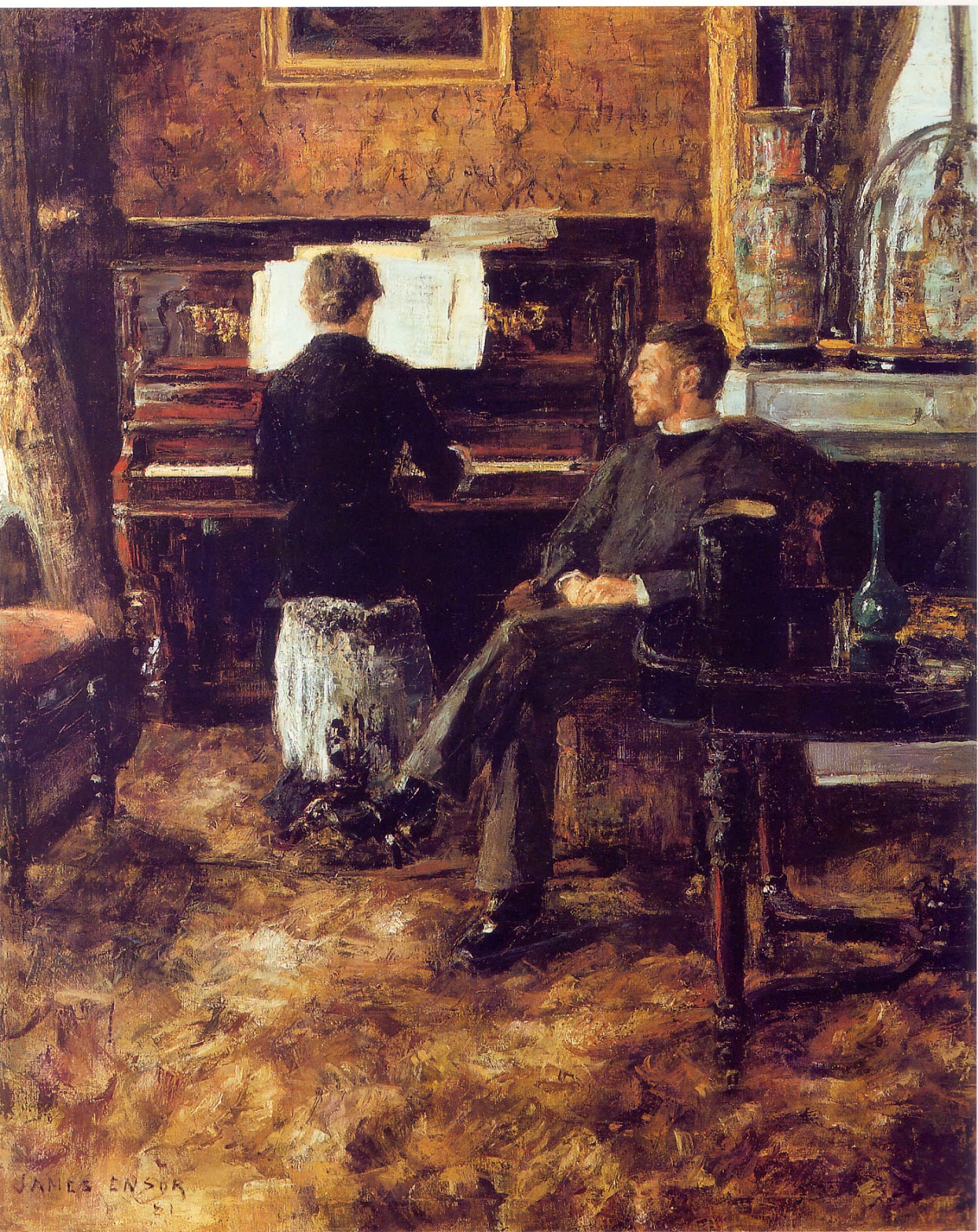 James Ensor's Russian Music (1881) Looks like either a very comfy carpet or a very uncomfy one. Image source