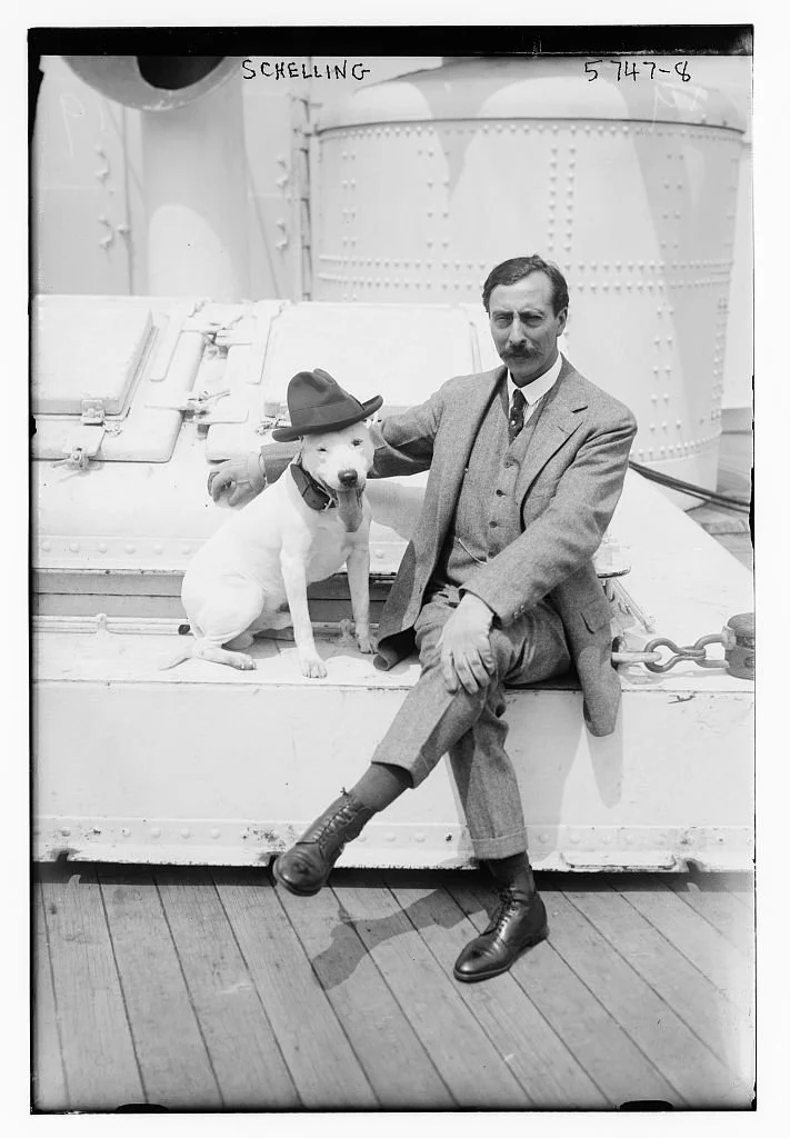 "Uncle" Ernest Schelling (1876-1939) and his well-dressed dog. He seems to have the sense of humor necessary to appeal to an audience of children. I'd love to write a book on this guy and spend some time in the University of Maryland archive collection.