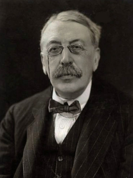 Sir Charles Villiers Stanford (1852–1924) wearing (and pulling it off) a brilliant pair of pince nez on a string. 