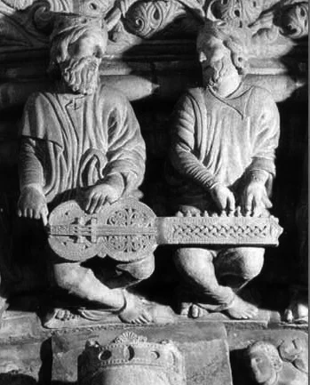 Apocalypse jam session depicted in 12th century cathedral of Santiago de Compostela.