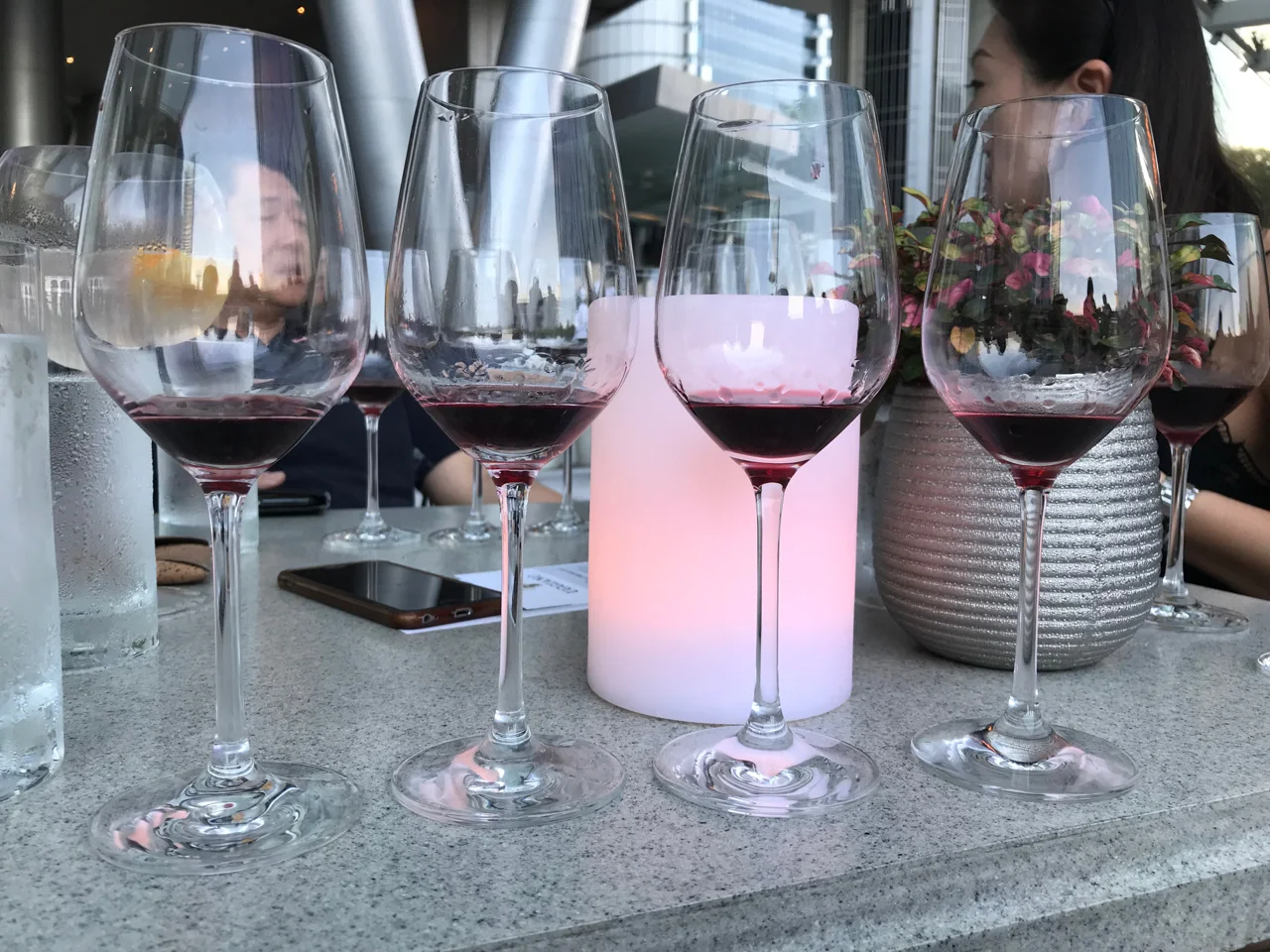 If you’re basically on the equator and the water glasses are sweating profusely, “al fresco” is not the right setting for a Chianti tasting.
