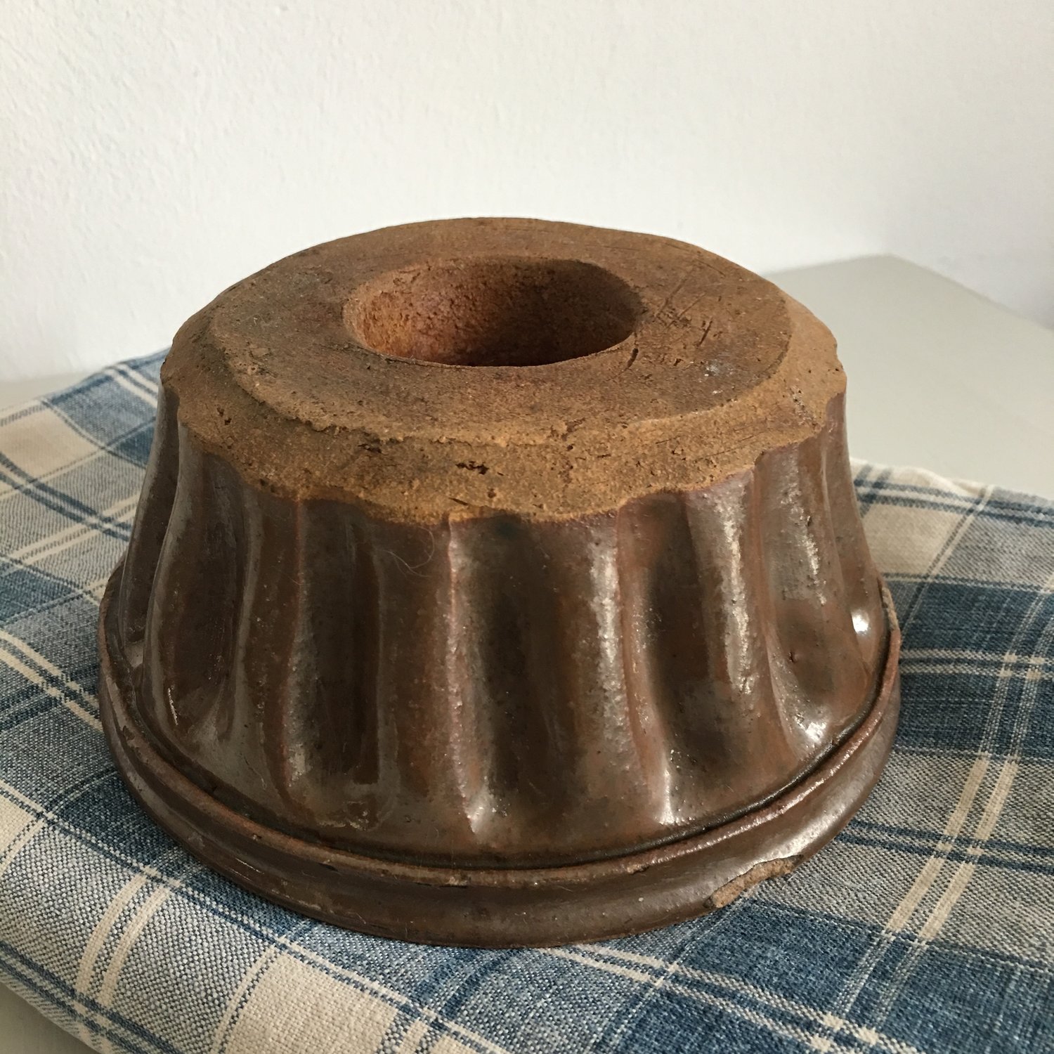 French Alsace Pottery Bundt Cake Pan Mold Vintage Kugelhopf 