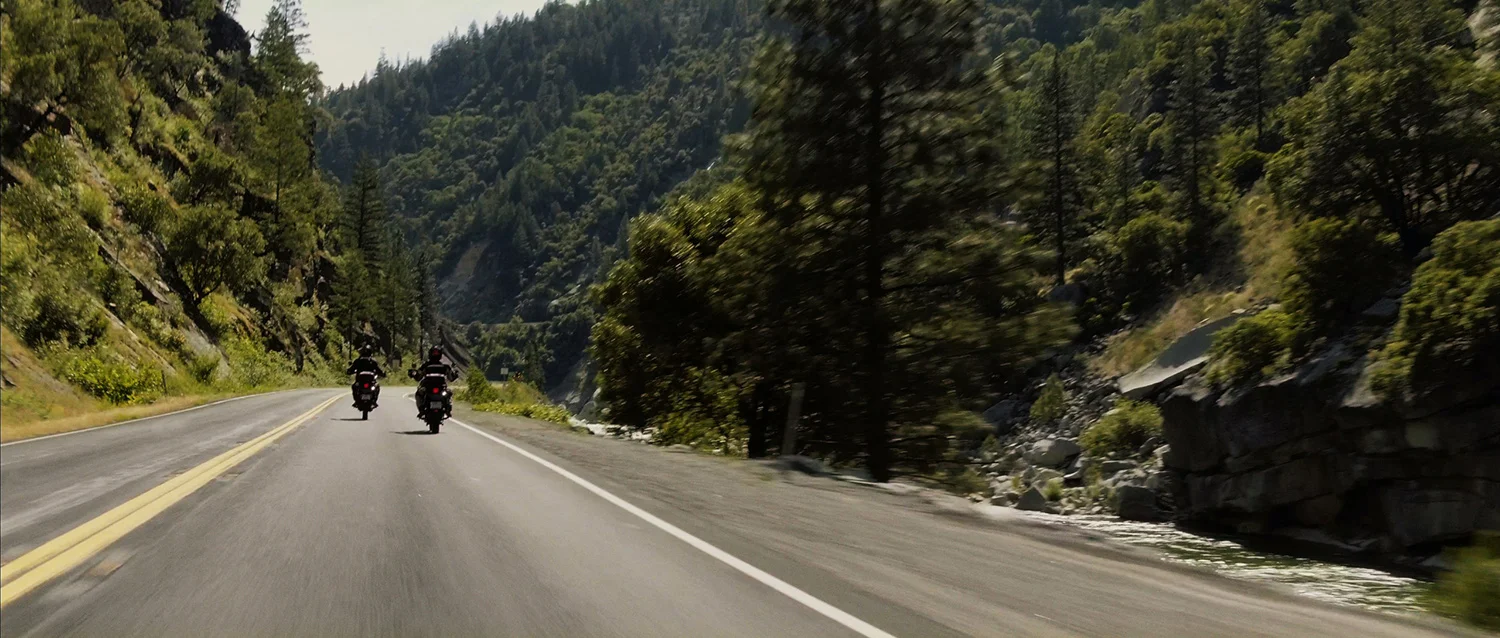 Riding along river valley of Highway 70