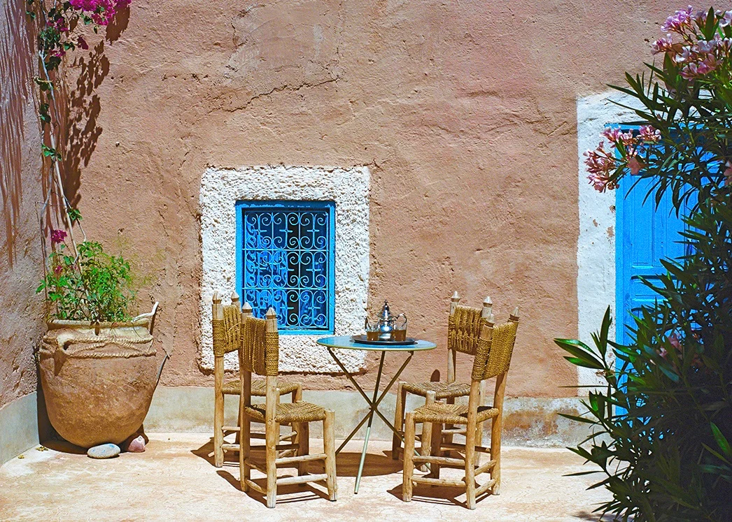 Yoga Explorers yoga holiday in Morocco - mint tea on the terrace