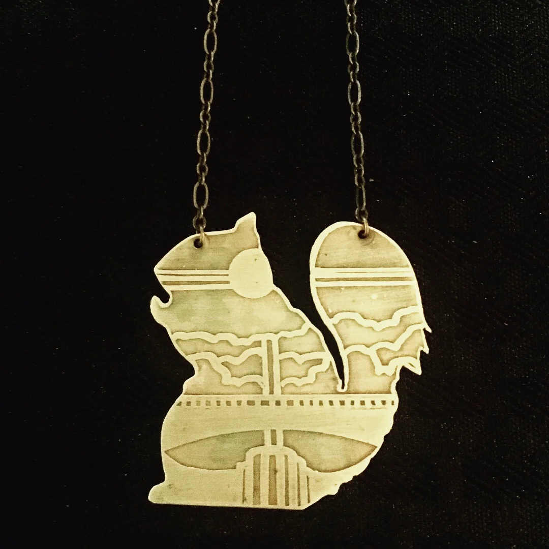 Woodland Squirrel Etched Cutout Necklace