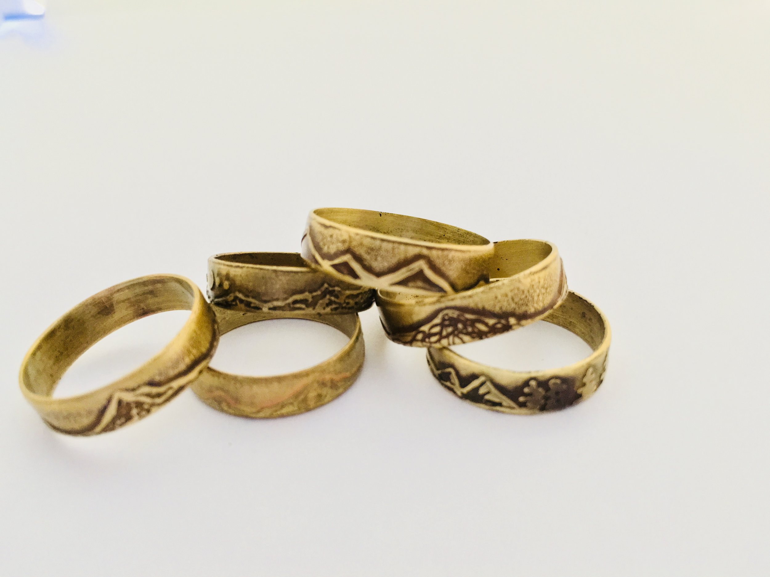 Handmade Etched Mountain Range Rings