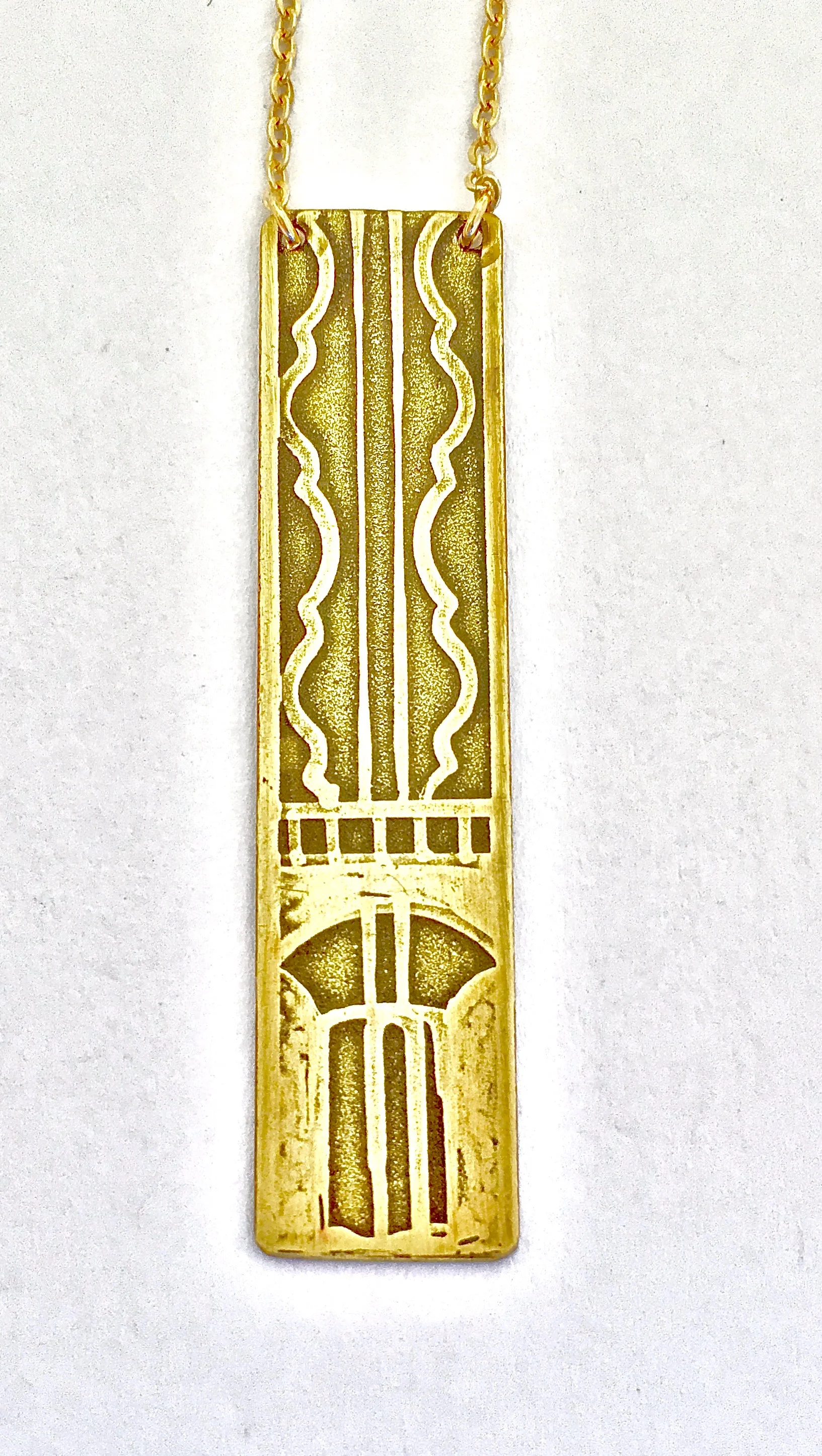 Handmade Etched Multnomah Falls Necklace