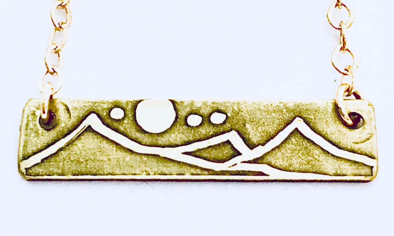 Handmade Etched Three Sisters Mini Bar Necklace