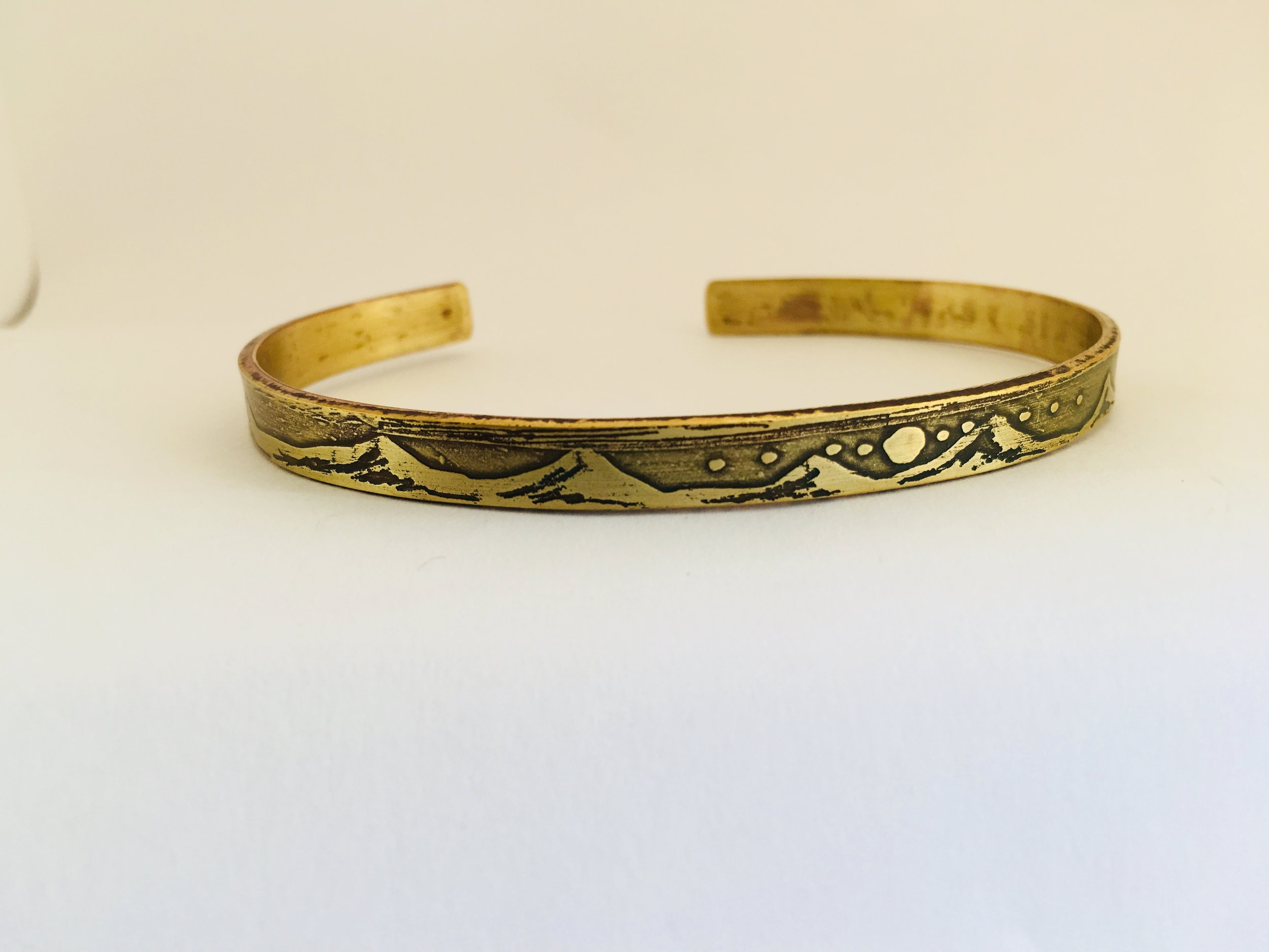 Handmade Etched Mountain Range Bracelet