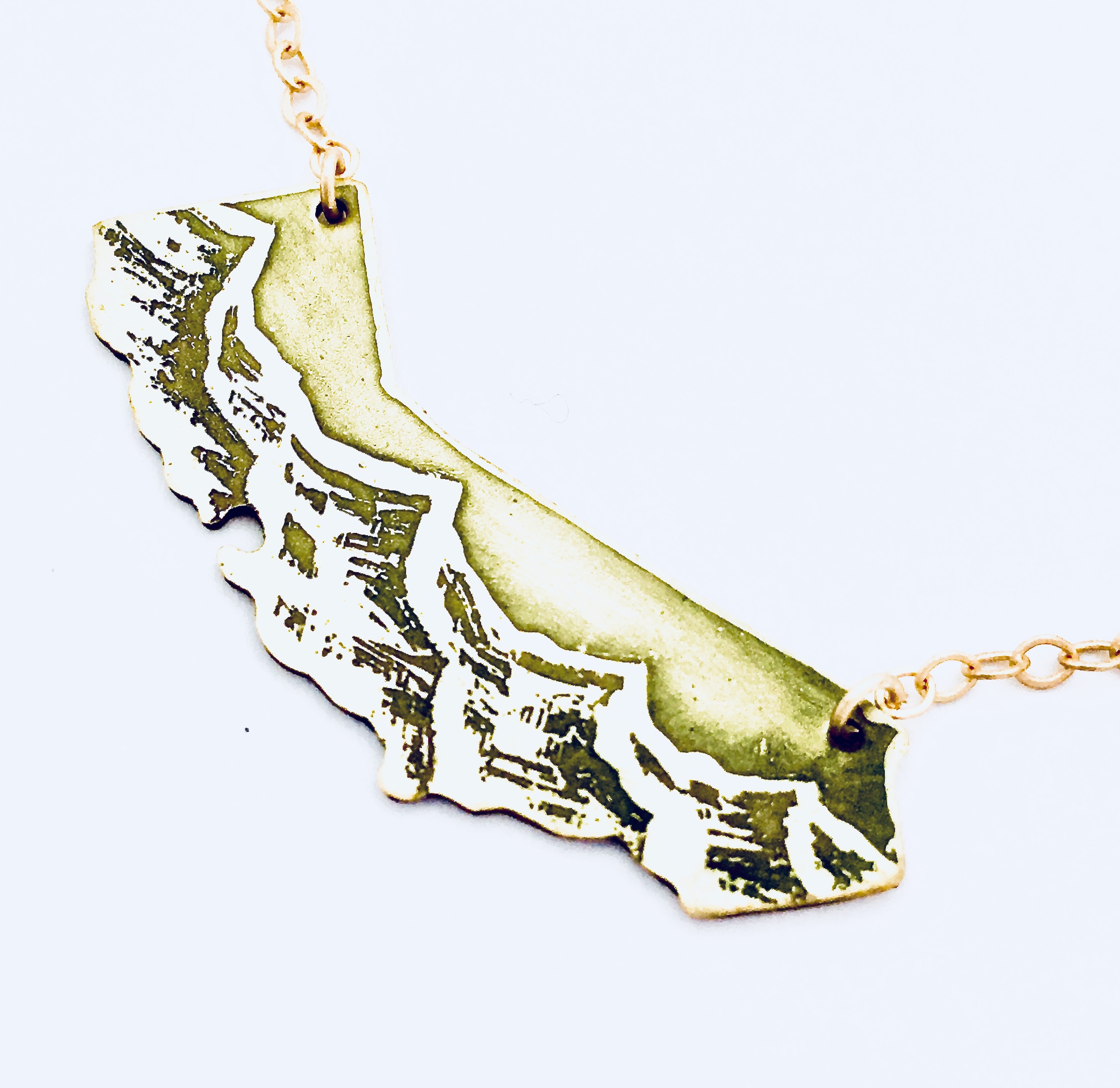 Handmade Etched Sierra Nevada California Cutout Necklace