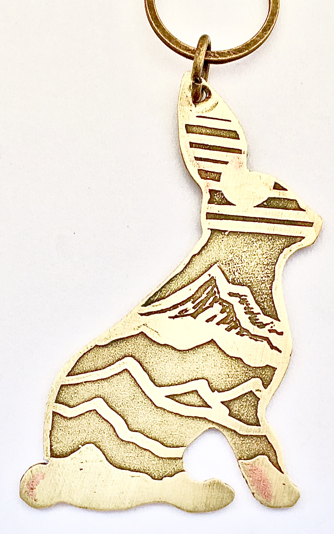 Handmade Etched Mountain Bunny Rabbit Cutout Necklace