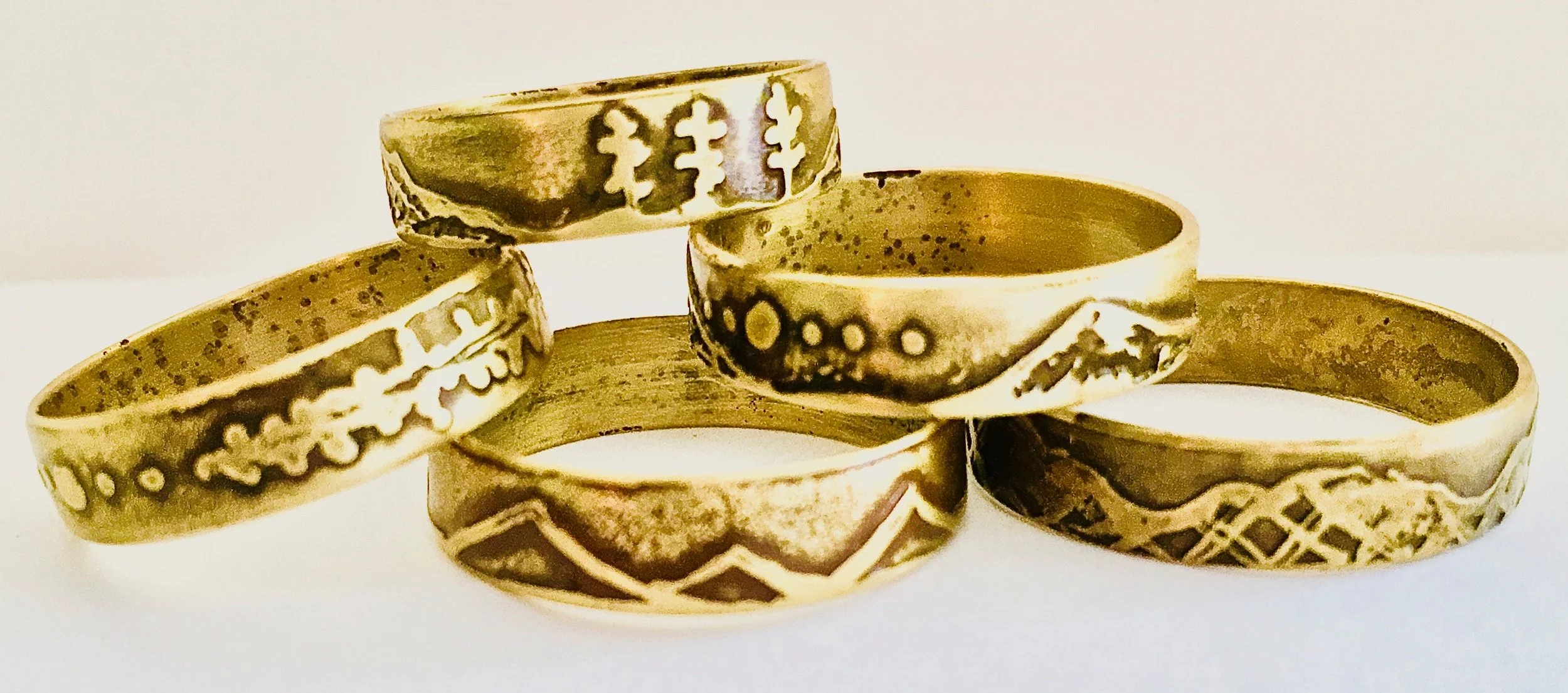 Mountain Range Etched Rings