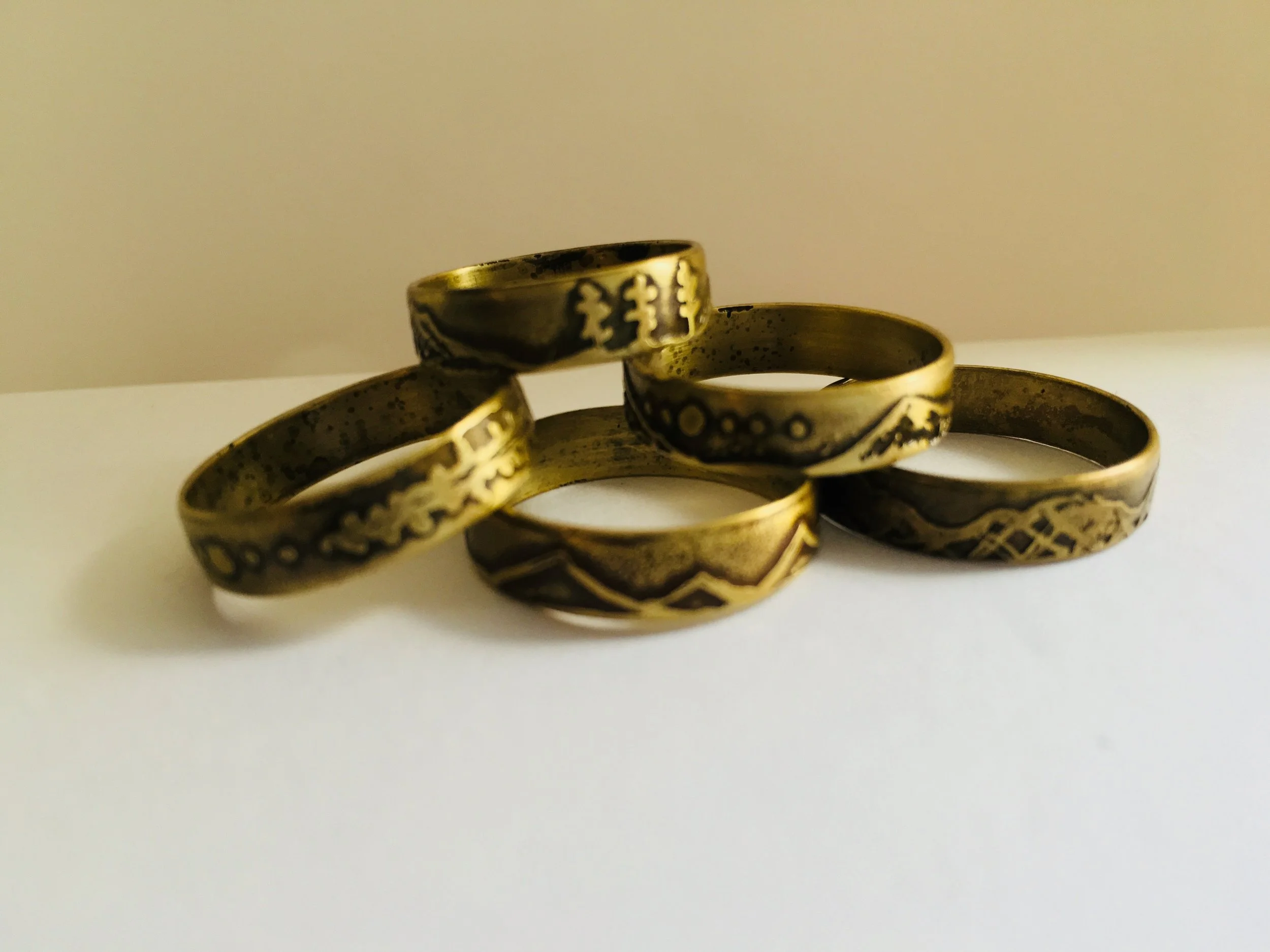 Mountain Range Etched Rings