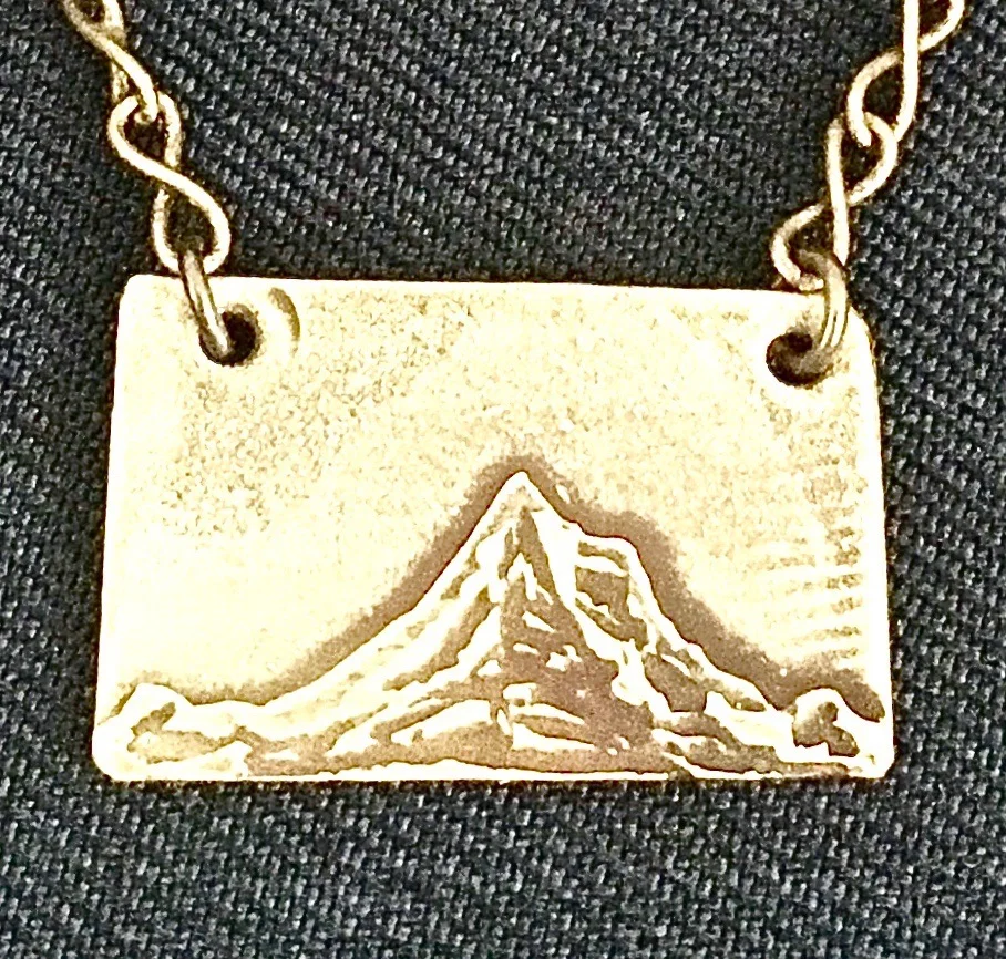 Handmade Etched Mount Hood Necklace