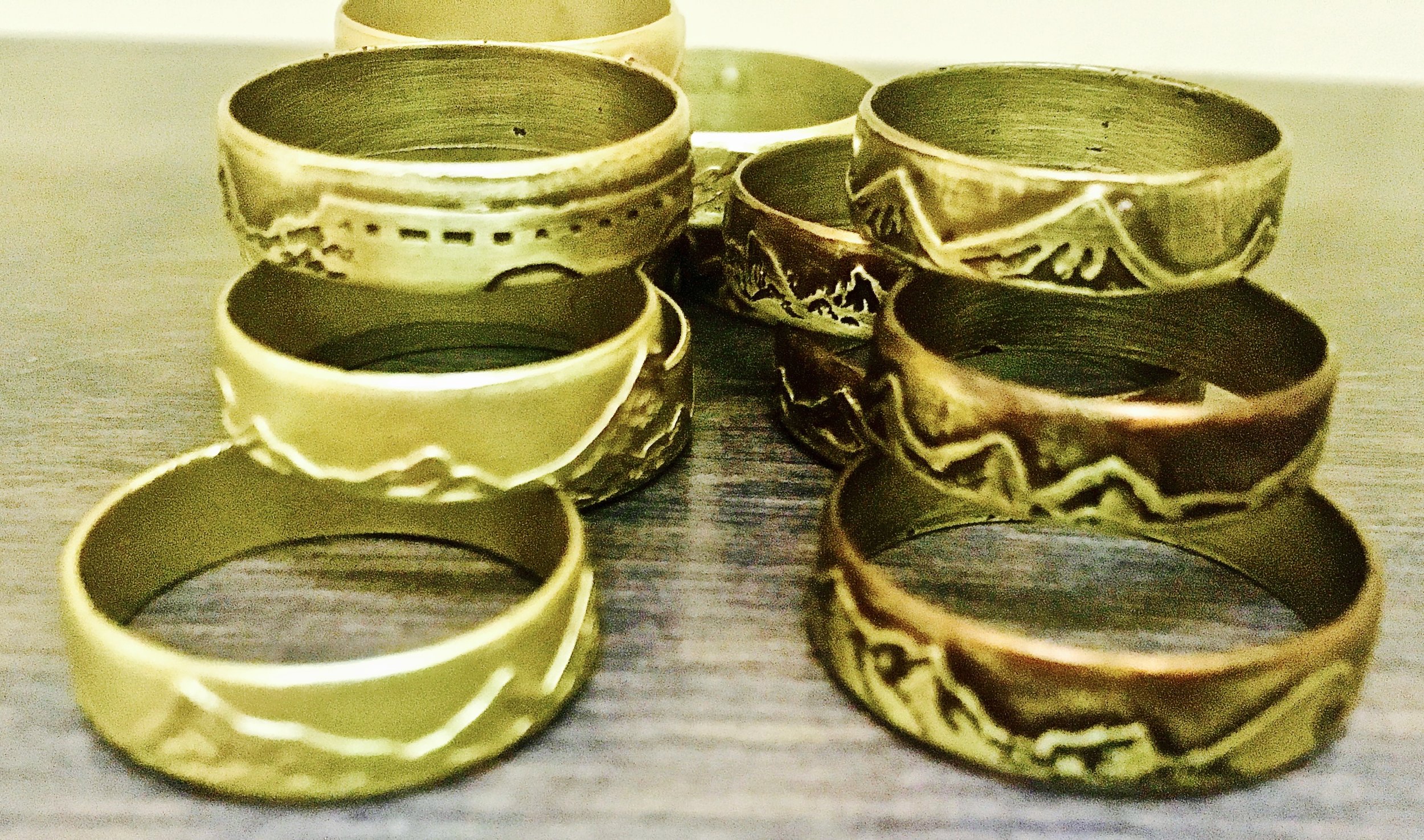 Handmade Etched Mountain Range Rings