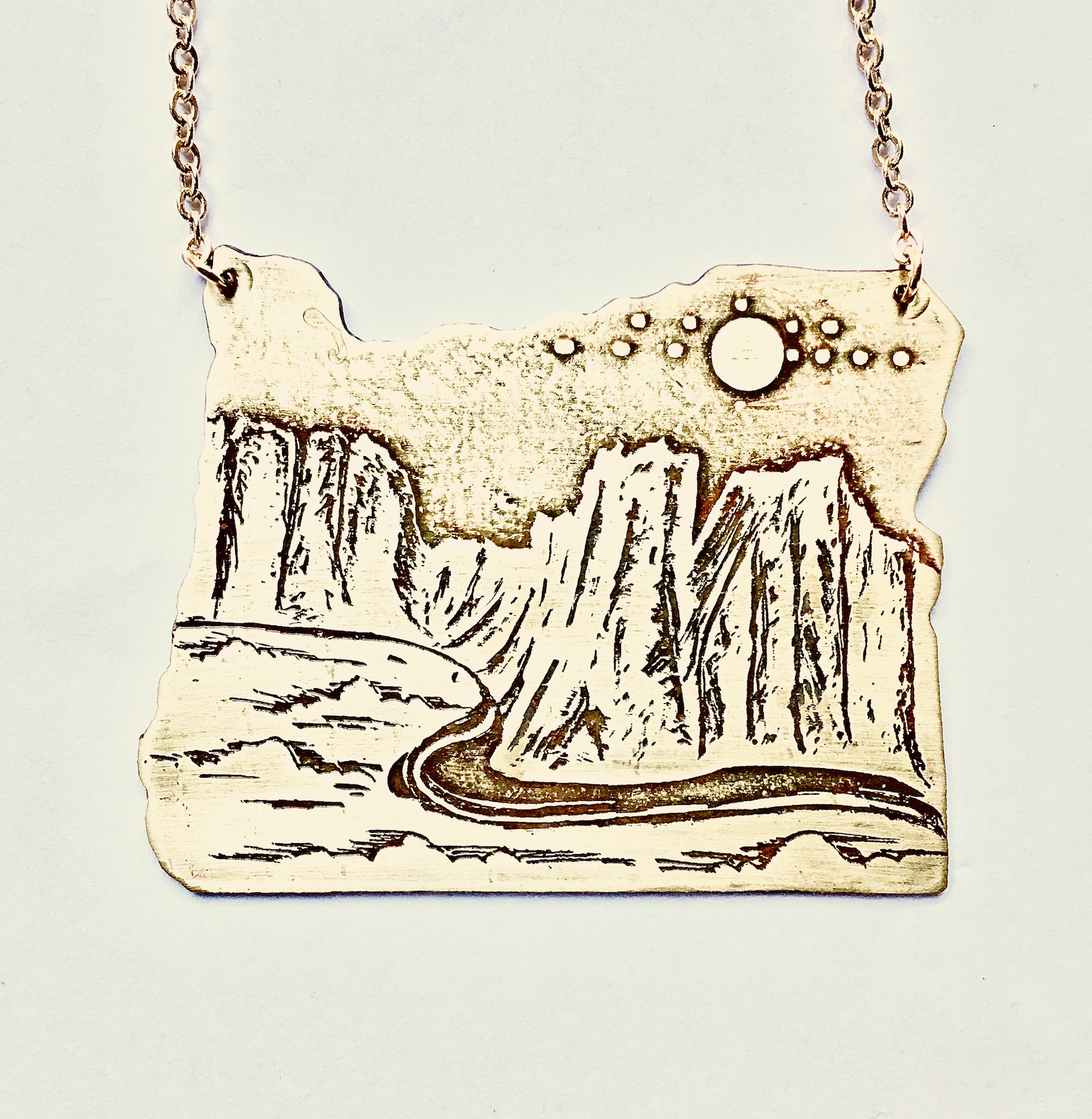 Oregon Cutout Necklace Smith Rock Decheuttes River