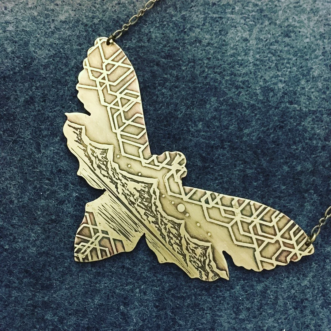 Handcrafted Mountain Moth Necklace