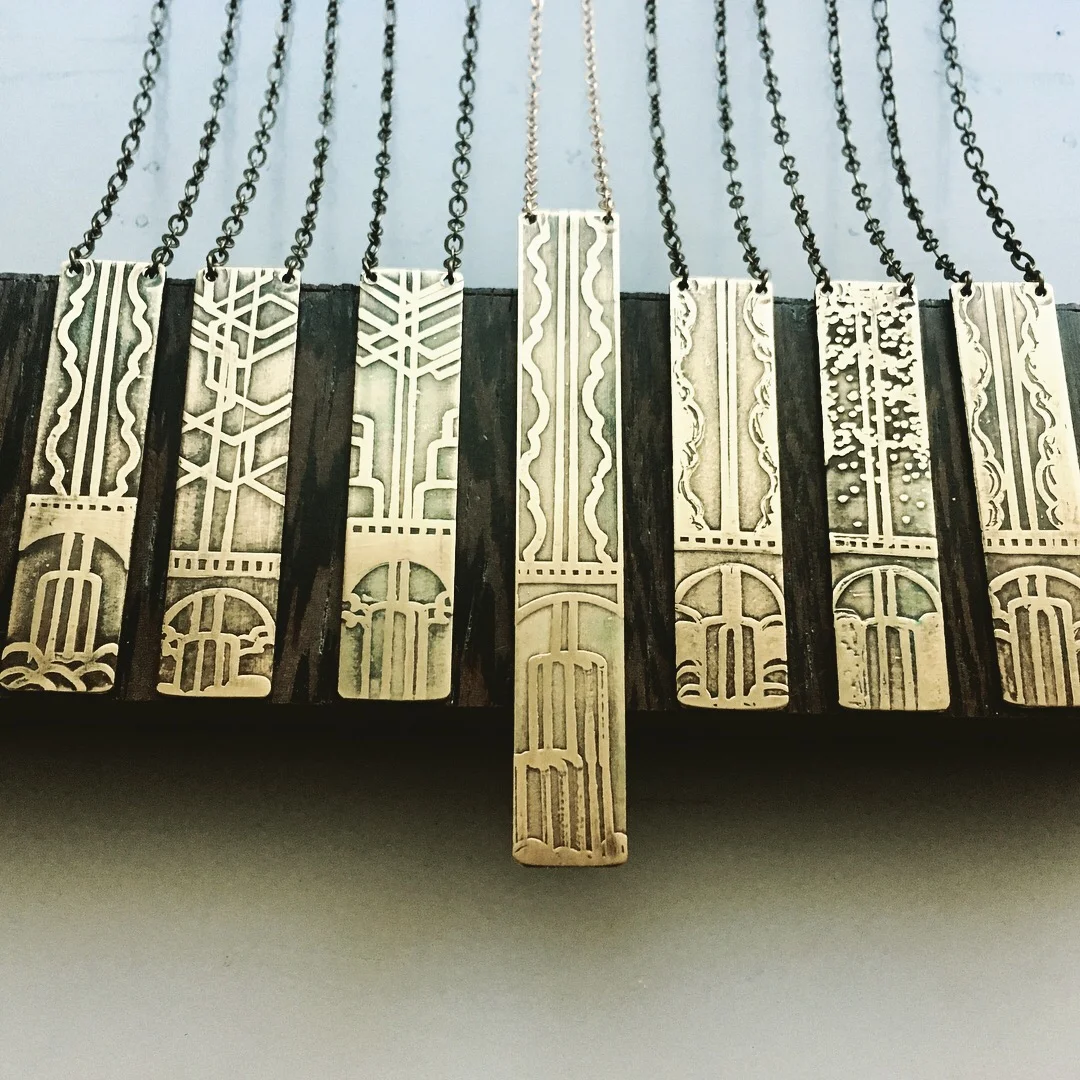 Handmade Multnomah Falls Verticle Pendant Necklace