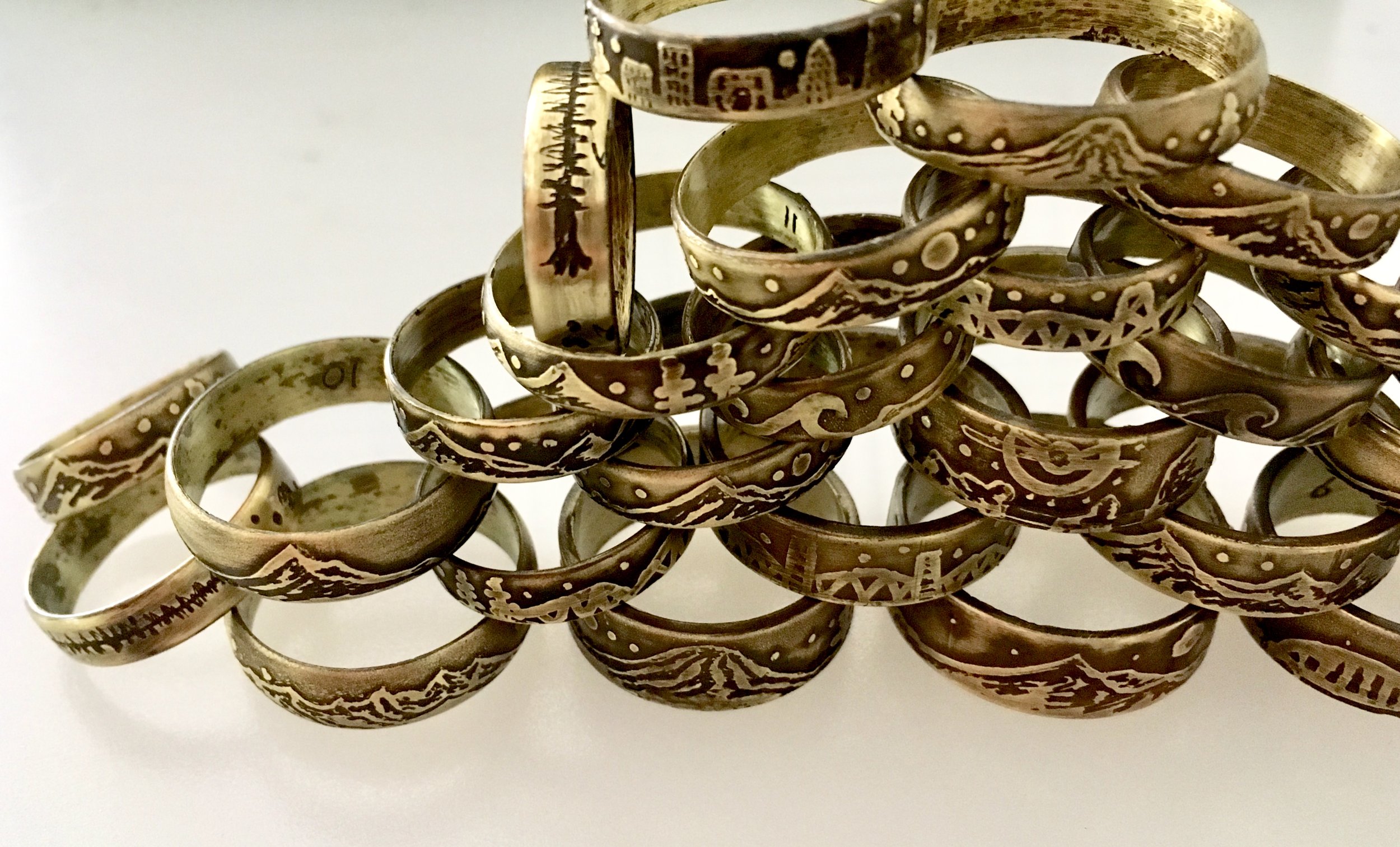Artisan Made Mountain Range Rings