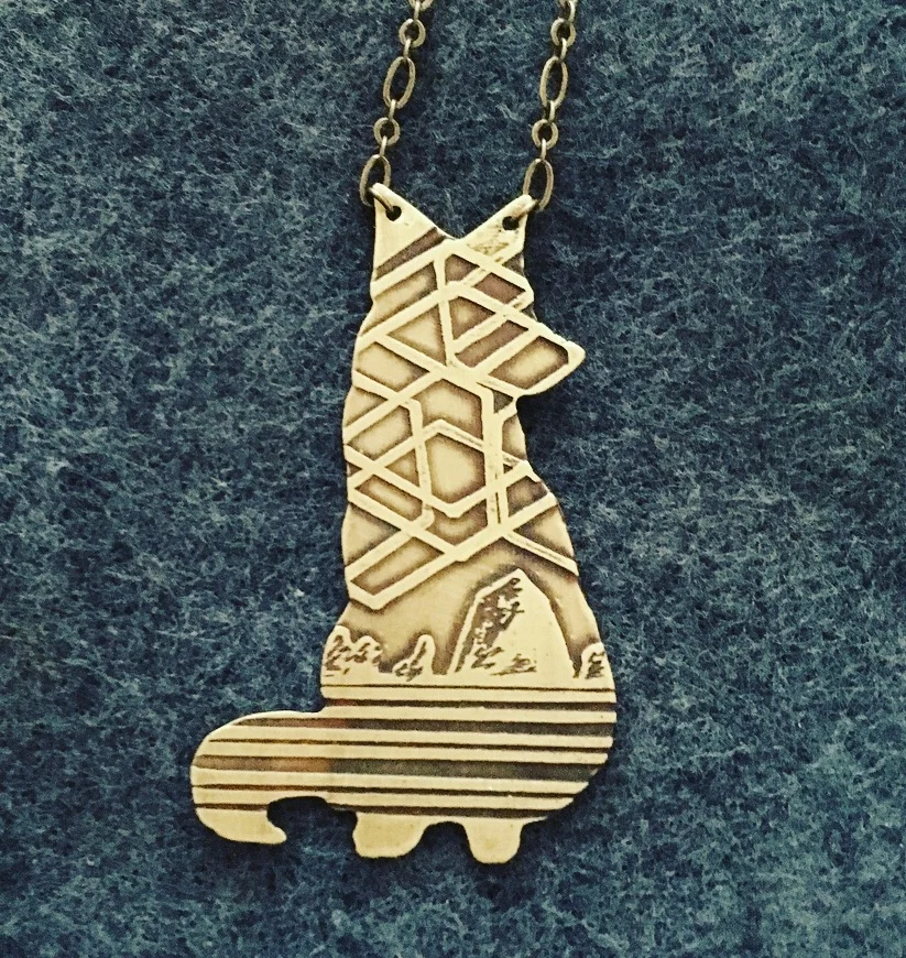 Handmade Mountain Fox Handcut Necklace