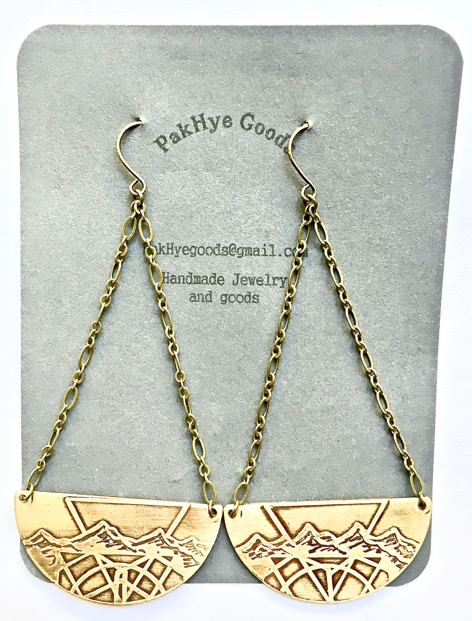 Handmade Etched Cascade Mountain Range Design Earrings