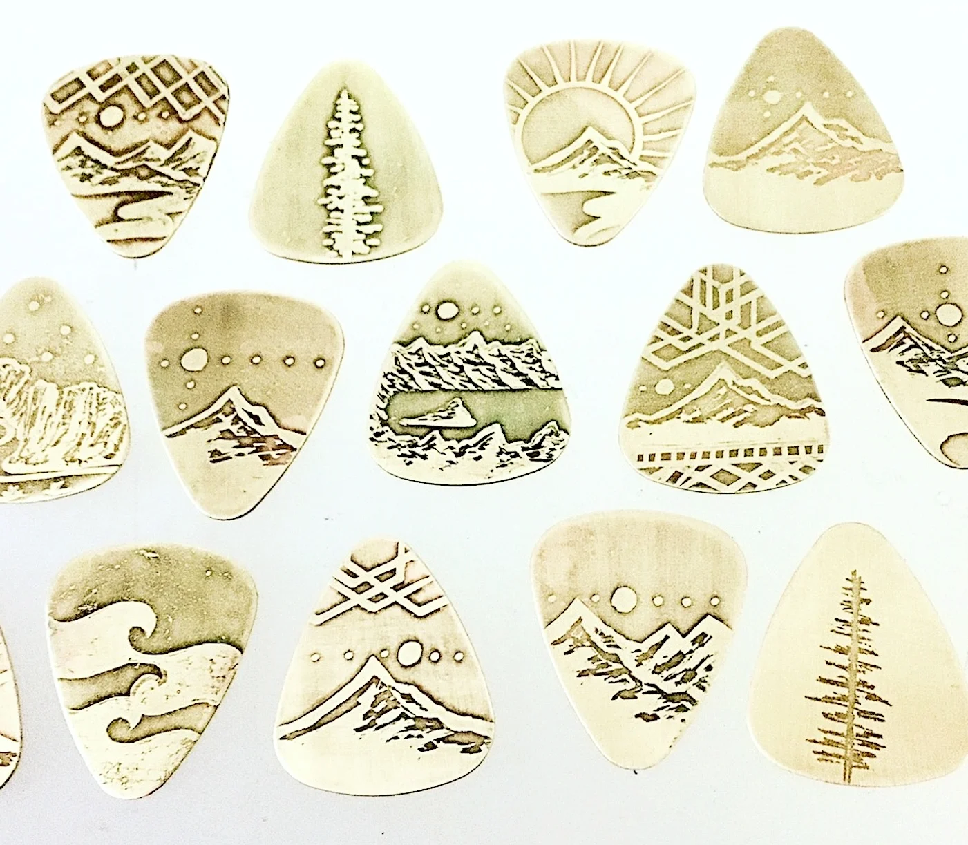 Handcrafted, Artisan Made, Hand Drawn Acid Etched Guitar Picks | PakHye Goods