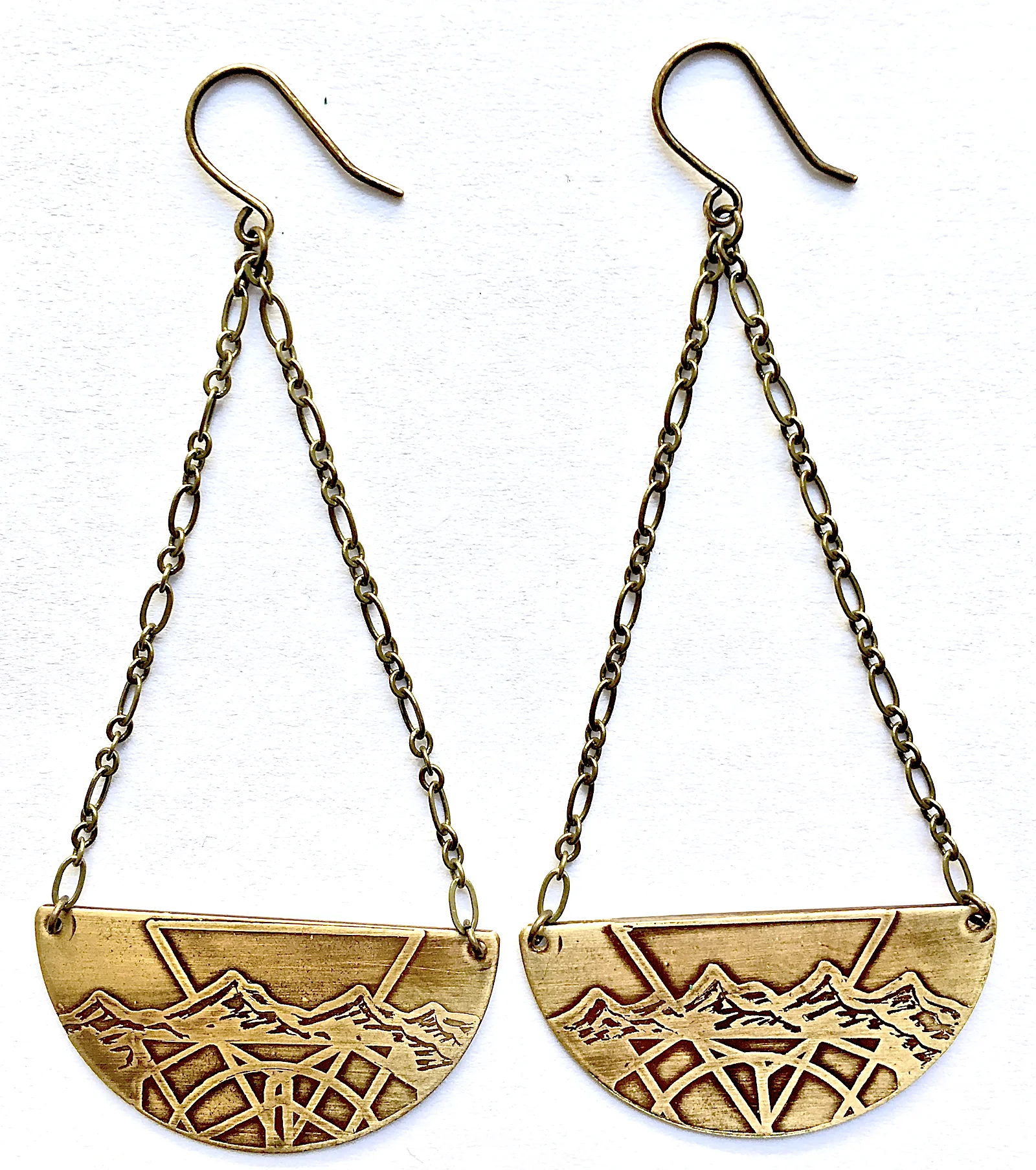 Artisan Made, Cascade Mountain Range Half Circle Earrings