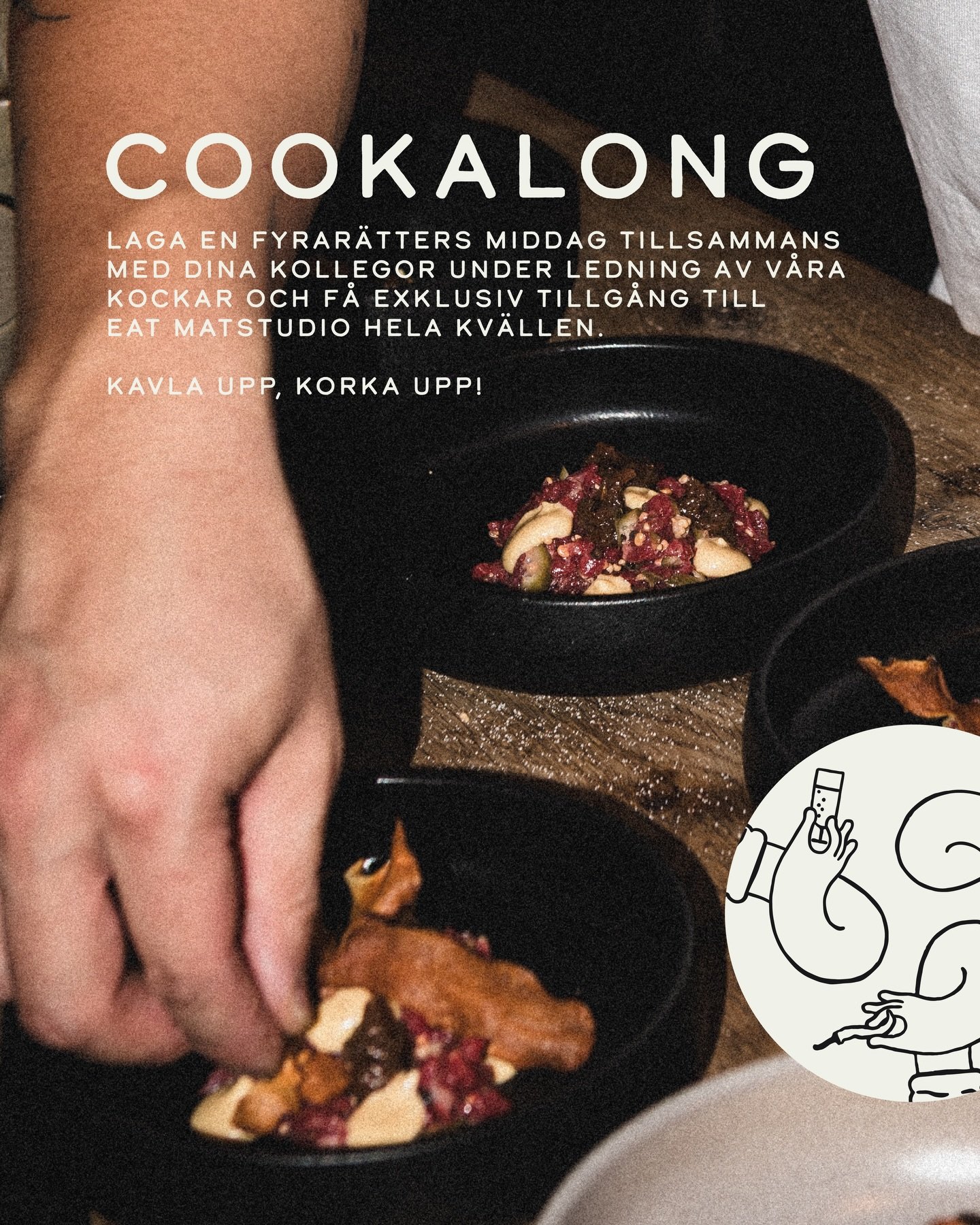 V&auml;ster&aring;s mest minnesv&auml;rda f&ouml;retagsevent? Laga en fyrar&auml;tters middag tillsammans med dina kollegor under ledning av v&aring;ra kockar och f&aring; exklusiv tillg&aring;ng till EAT matstudio hela kv&auml;llen! 🤩🍾 Den perfekt