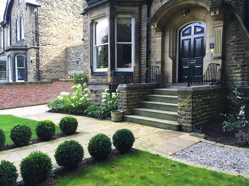 Formal front garden to a large Victorian villa, Ilkley