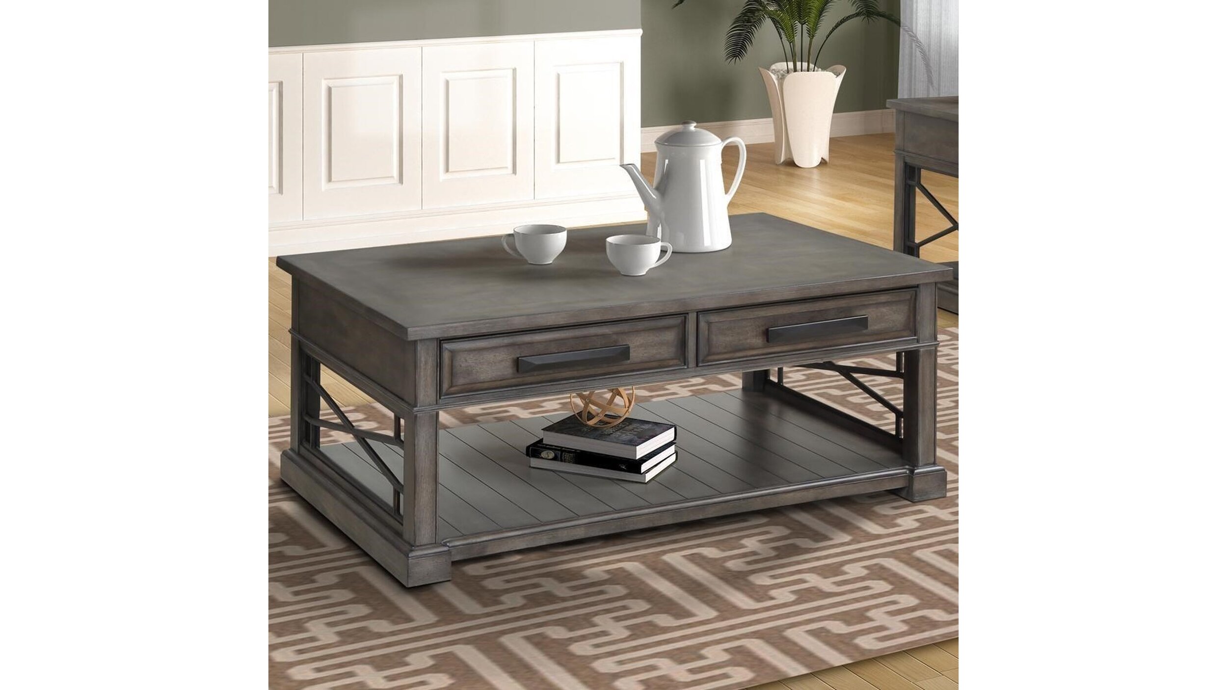 2-Drawer Cocktail Table With Casters