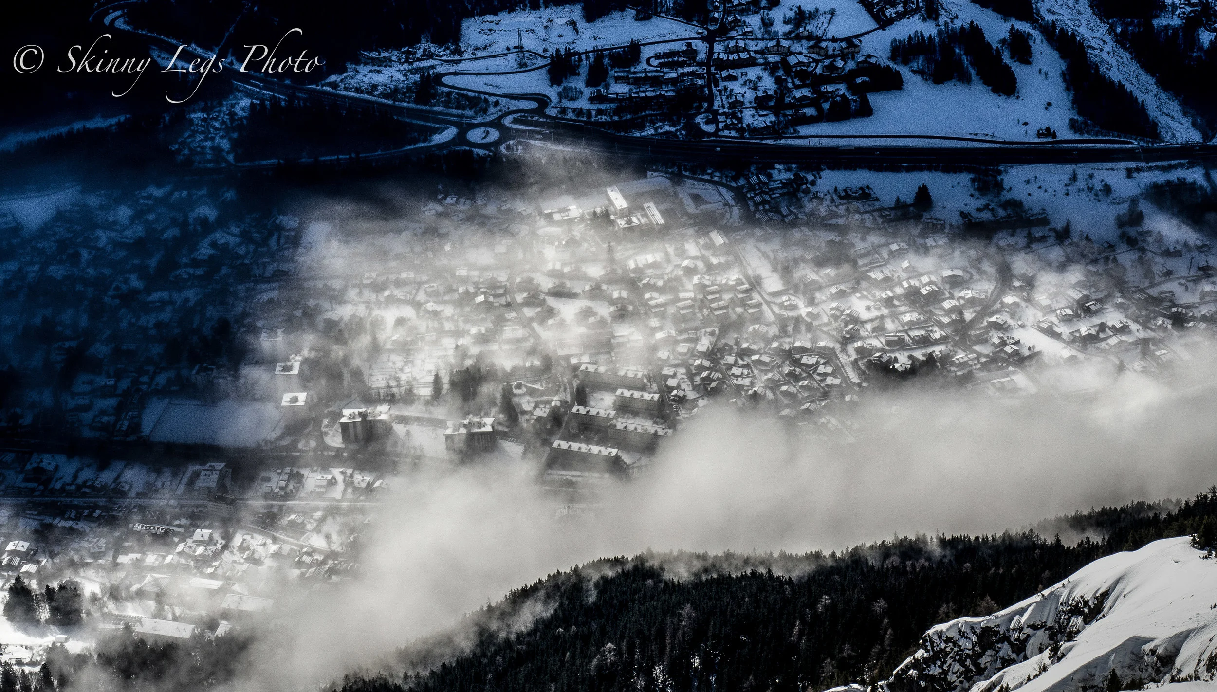 Chamonix in early morning mist