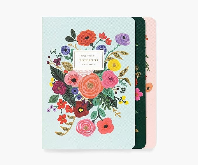 RIFLE PAPER CO. Garden Party Stitched Notebook Set, Set Of 3 Notebooks